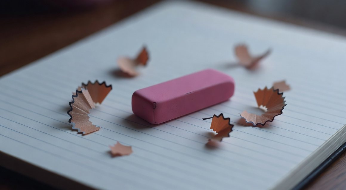 지우개와 연필밥 근접 이미지 — 밤의민족 오답노트